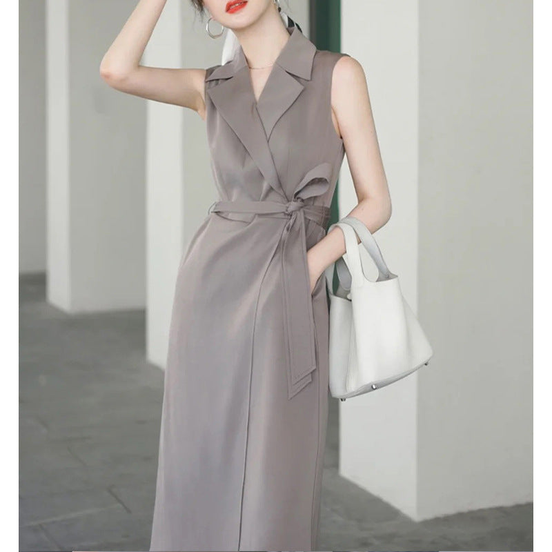 Robe midi enveloppante sans manches pour femmes Chic und Stil
