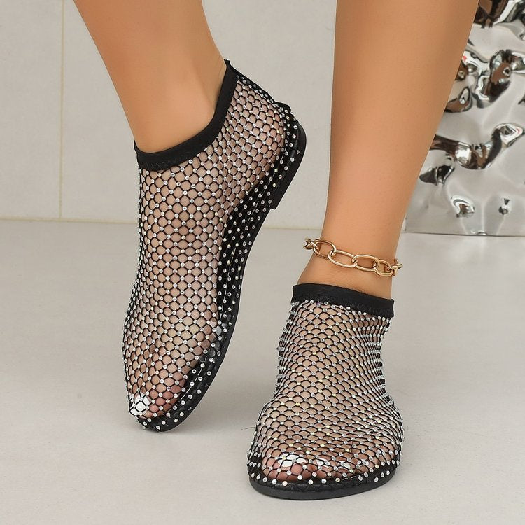 Chaussures dames en filet glamour avec ornements en strass Chic und Stil