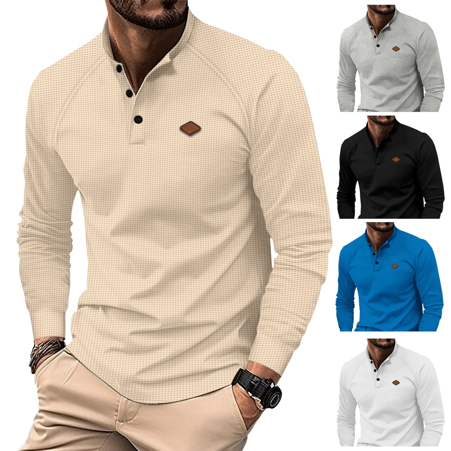 Chemise à manches longues pour hommes avec motif subtil et col à la mode Chic und Stil