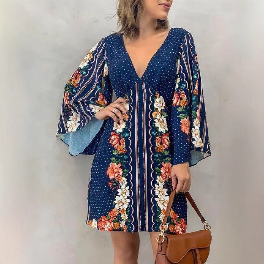 Robe mini à manches évasées inspirée bohème Chic und Stil