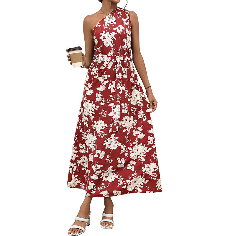 Robe maxi à une épaule floral pour dames Chic und Stil
