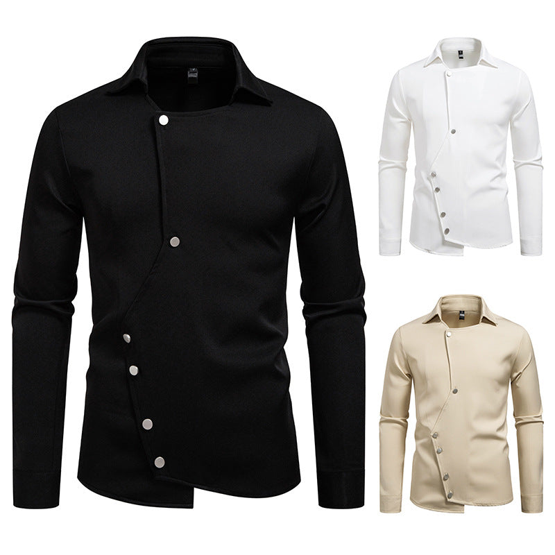 Chemise asymétrique à la mode pour hommes avec des détails de bouton uniques Chic und Stil