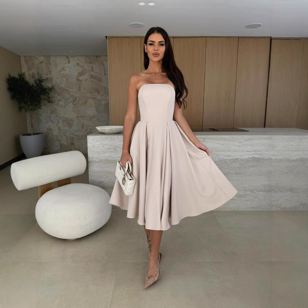 Robe sans bretelles en A pour dames Chic und Stil