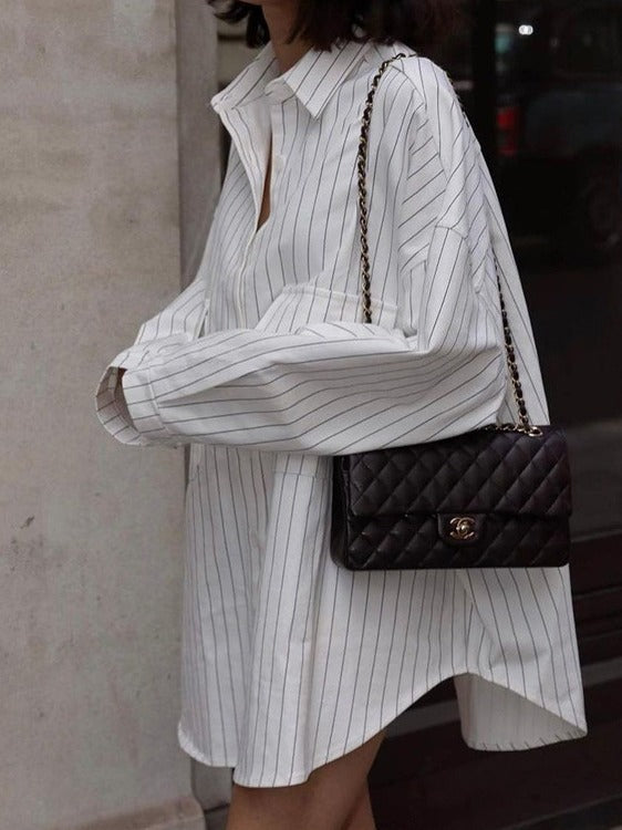 Robe chemise rayée oversize Chic und Stil pour femmes