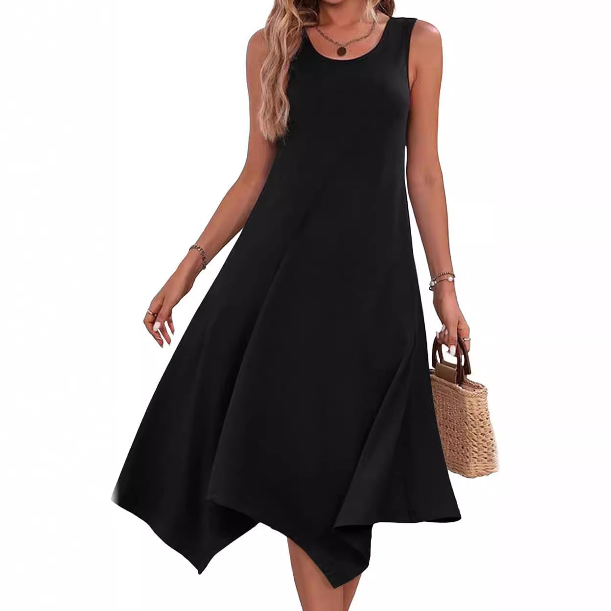 Robe chemise d'été pour femmes avec ourlet asymétrique et motif accrocheur Chic und Stil
