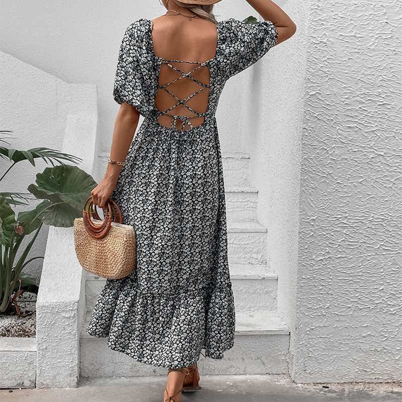 Robe maxi femme avec imprimé floral et détail dos croisé Chic und Stil