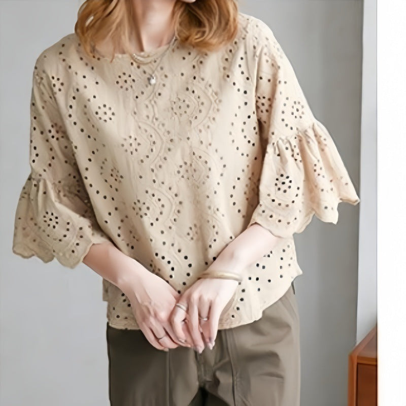 Blouse brodée à trou pour les femmes Chic und Stil