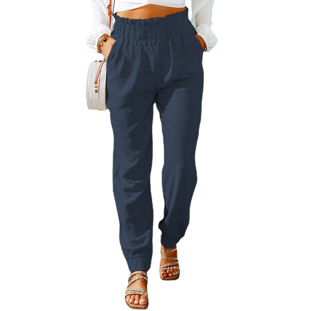 Pantalon d'été confortable et élégant pour femmes avec taille élastique et poches pratiques Chic und Stil