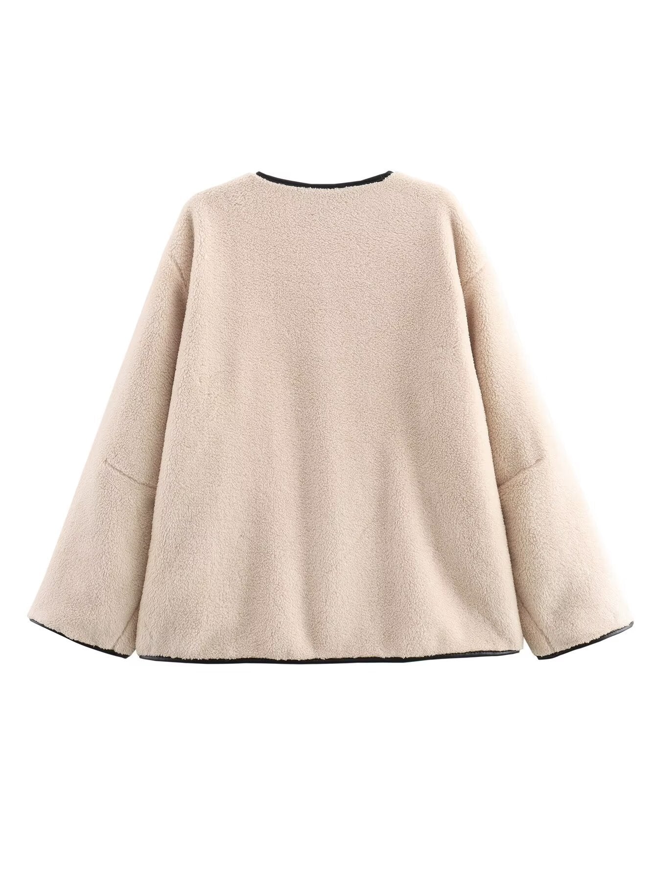 Ladies Soft Plush Clothing with Button Closure and Practical Pockets Chic and Style