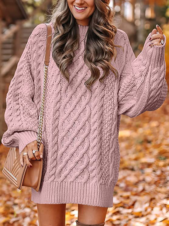 Pull en tricot épais pour femmes avec des manches volumineuses et un motif torsadé décoratif Chic und Stil