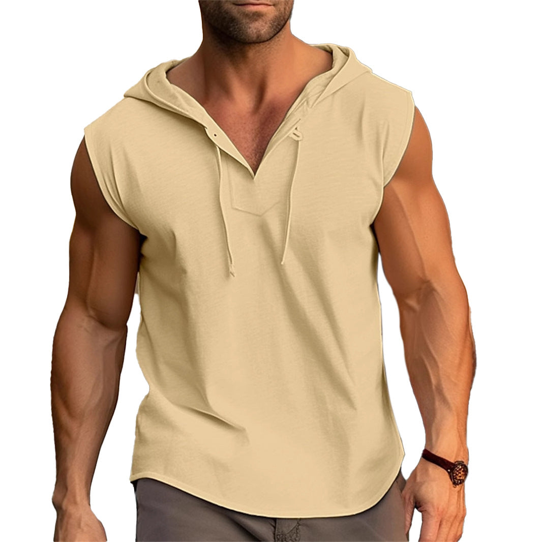 T-shirt d'entraînement sans manches pour hommes avec un design pratique à capuche Chic und Stil