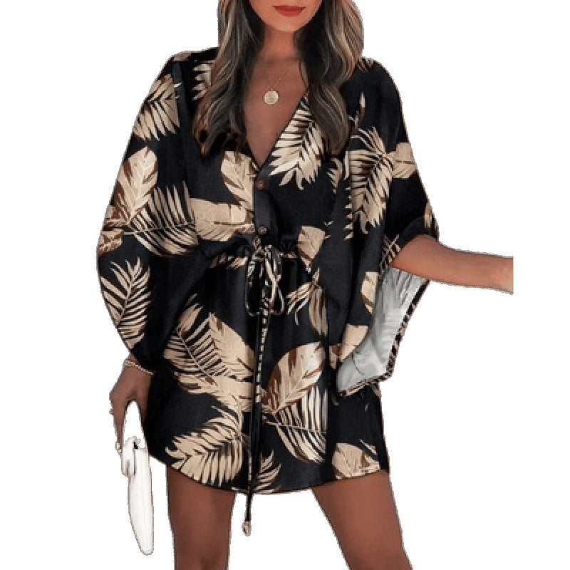 Robe portefeuille à motif floral pour femmes avec ceinture Chic und Stil