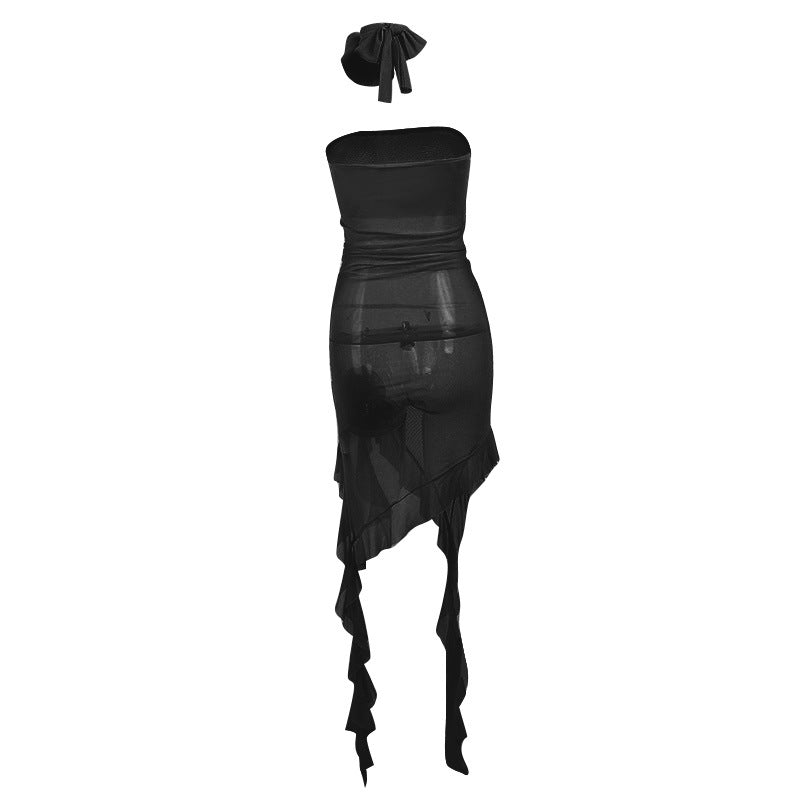 Robe midi à épaules dénudées à volants Chic und Stil pour femmes