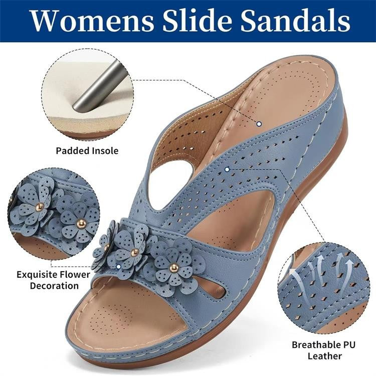 Sandales antidérapantes décorées de fleurs Chic und Stil pour femmes