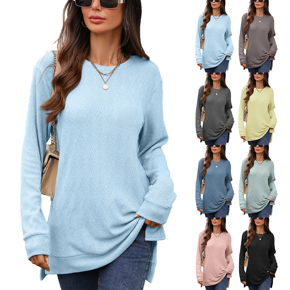 Chemise à manches longues pour femmes avec motif texturé et fentes latérales Chic und Stil