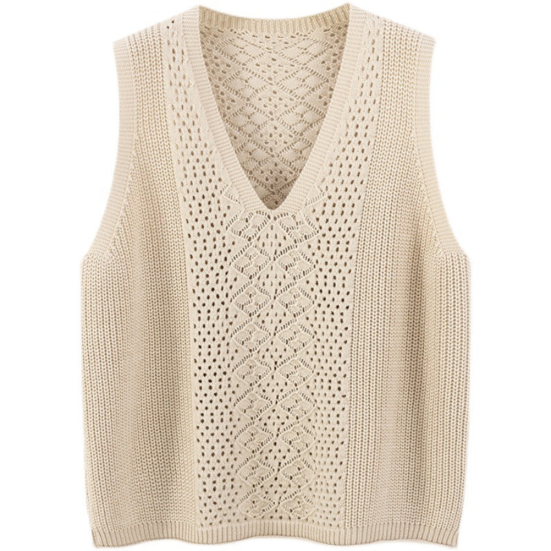 Gilet Tricot Texturé à Col V Femme Chic und Stil