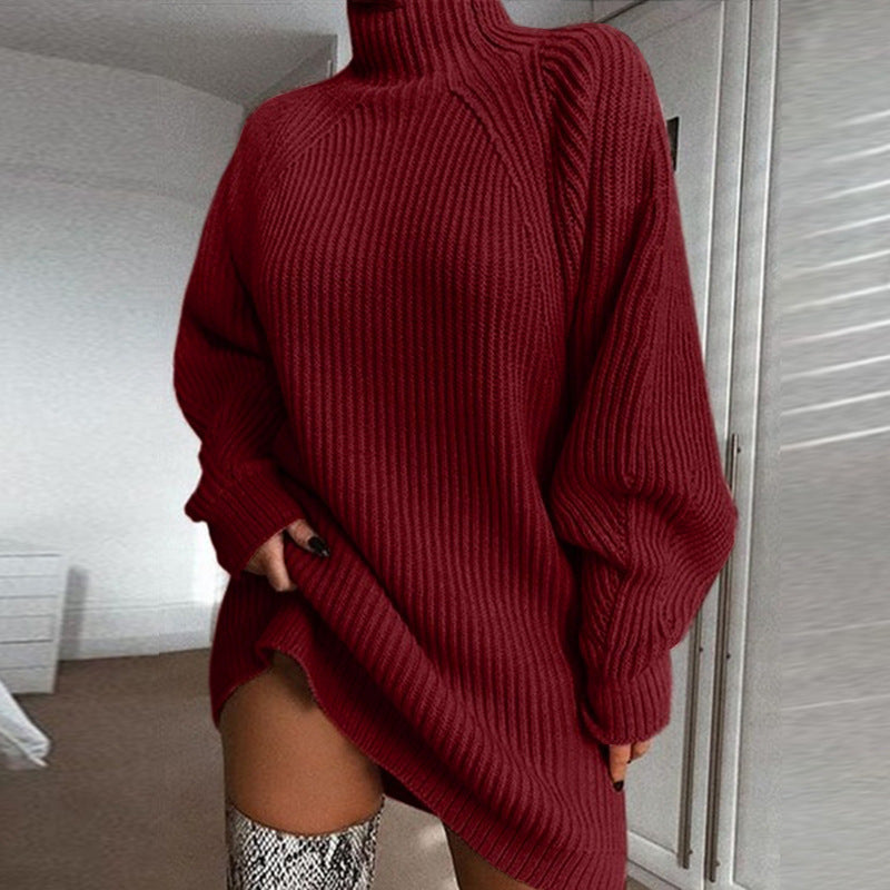 Pull en tricot surdimensionné pour femmes avec col montant Chic und Stil