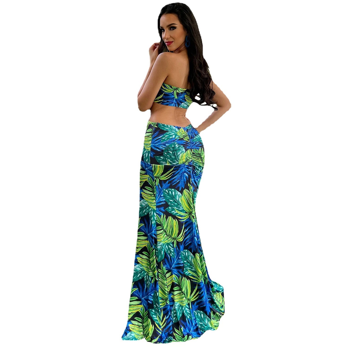 Robe maxi tropicale cut-out pour femmes Chic und Stil