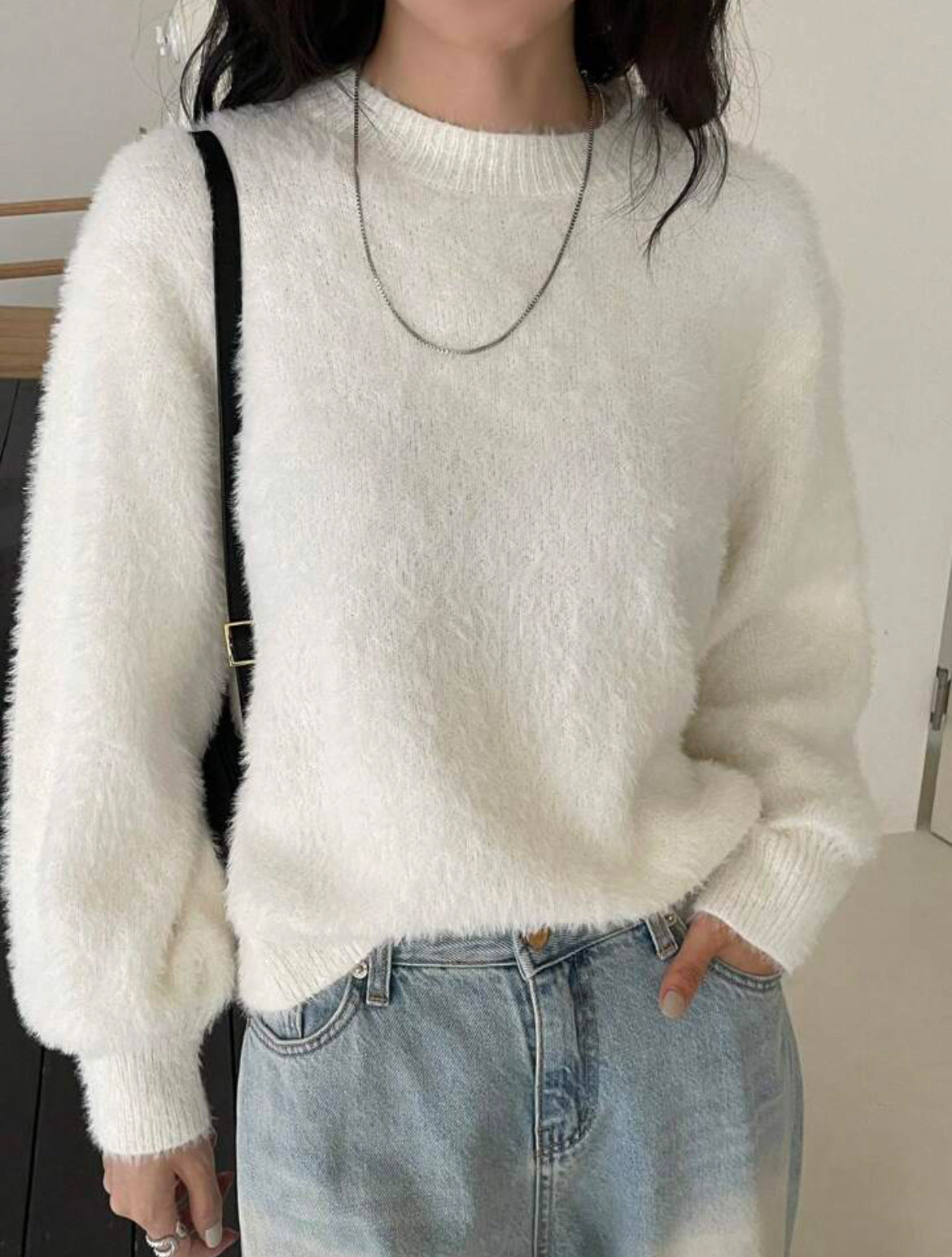 Dames Pull Douillet Tendance à Coupe Largue Chic und Stil