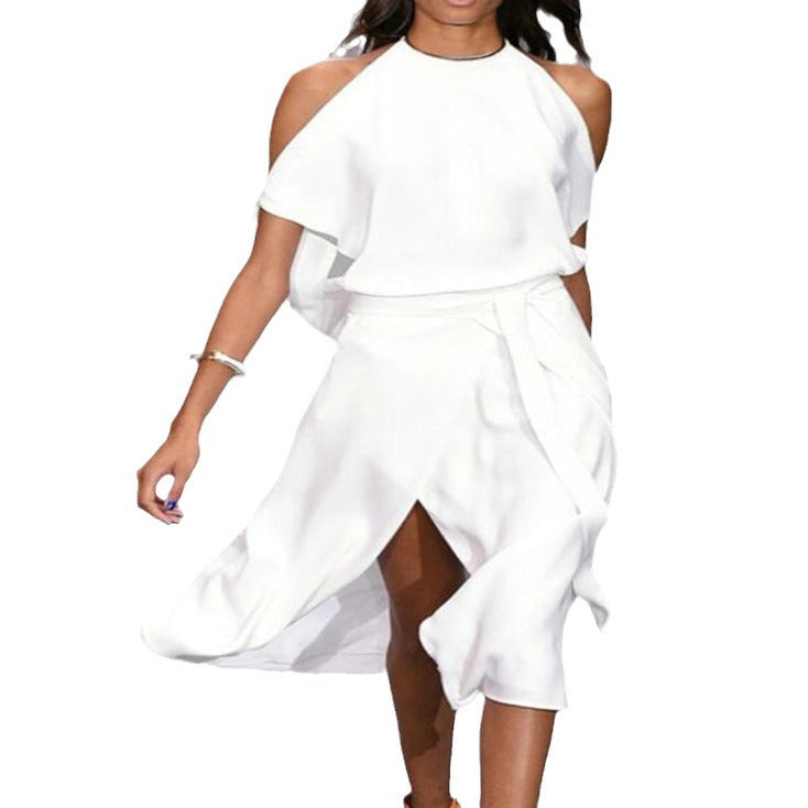 Dames Robe maxi élégante et fluide avec décolleté plongeant et taille marquée Chic und Stil