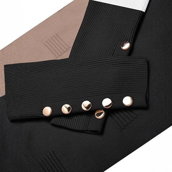 Pull à col en V tendance pour femmes avec bloc de couleur et détails de boutons Chic und Stil