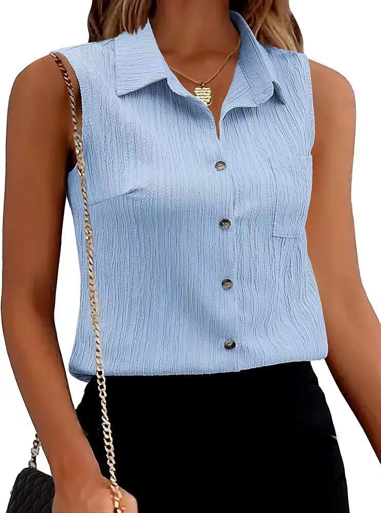 Blouse sans manches à patte de boutonnage structurée dames Chic und Stil