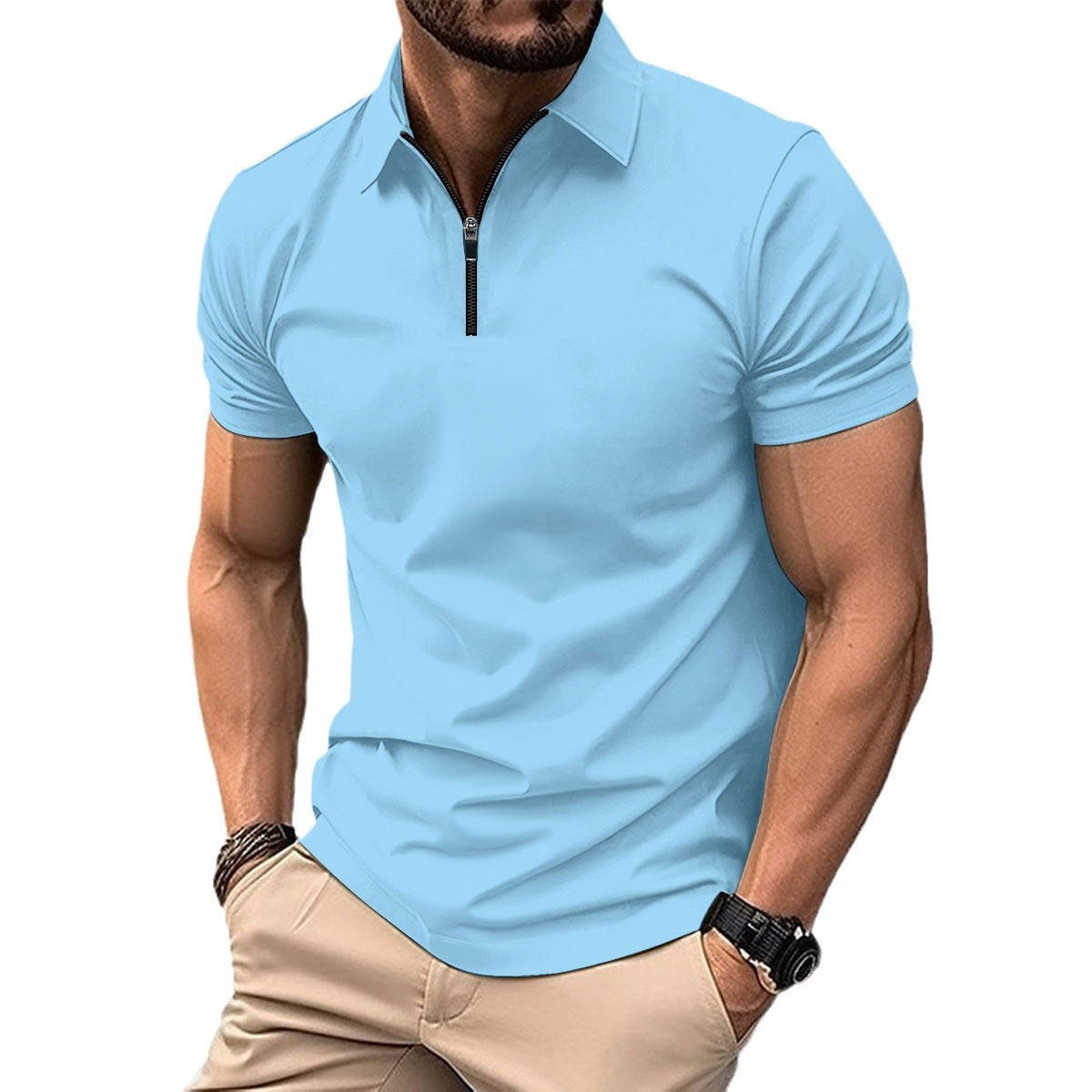 Hommes Polo Performance Zip-Up Moderne Chic und Stil