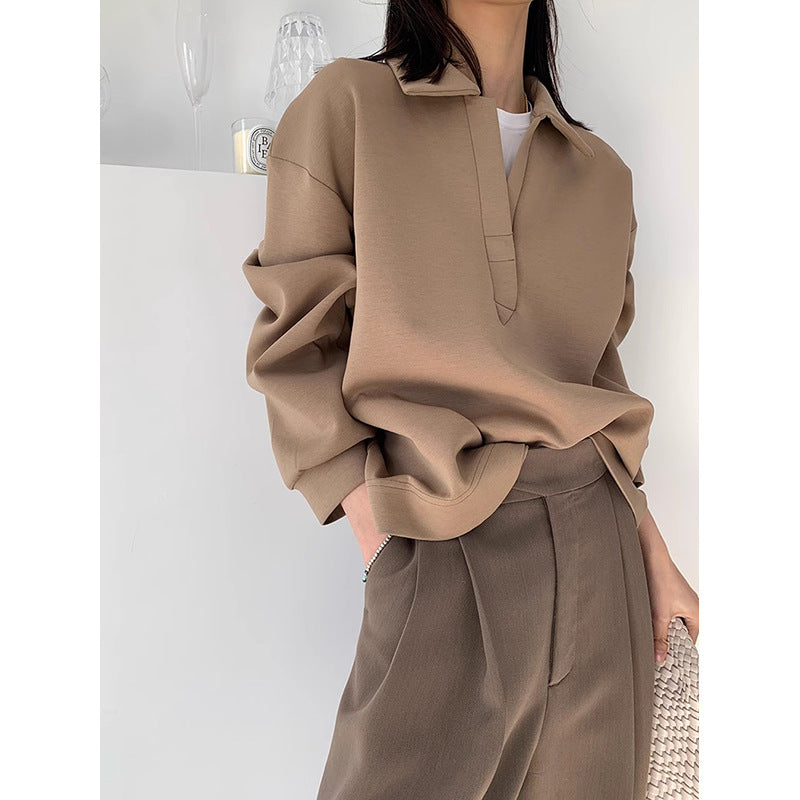 Sweat-shirt surdimensionné à col pour femmes Chic und Stil