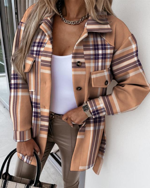 Blouse à manches longues à carreaux pour femmes Chic und Stil