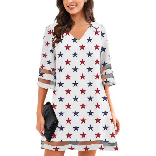 Robe shift à manches décolleté en motif léopard pour femmes Chic und Stil
