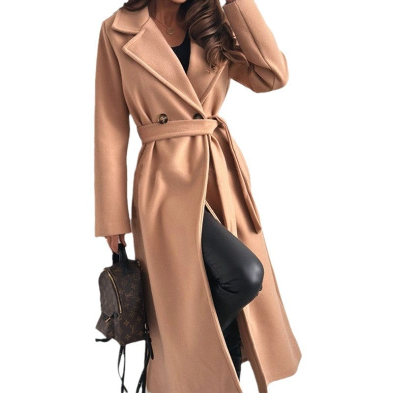 Dames élégant trench-coat cintré avec col fermé et ceinture Chic und Stil