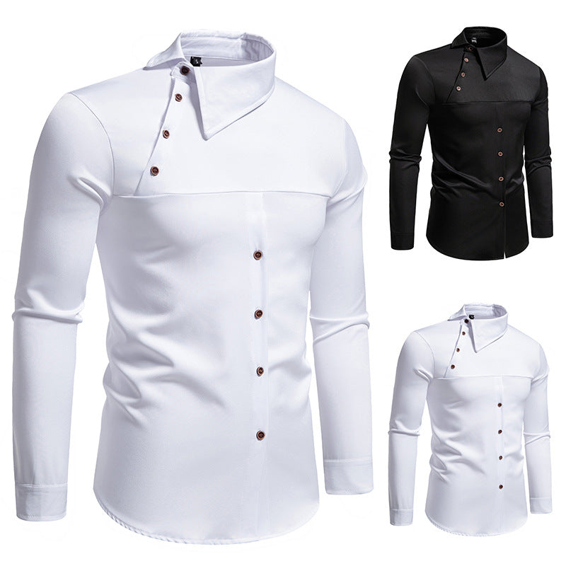 Chemise à manches longues pour hommes avec col innovant et design asymétrique Chic und Stil