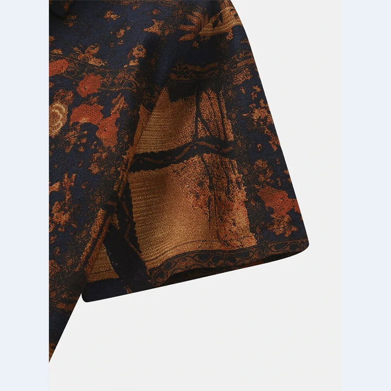 Chemise à manches courtes pour hommes avec design floral et tissu texturé Chic und Stil