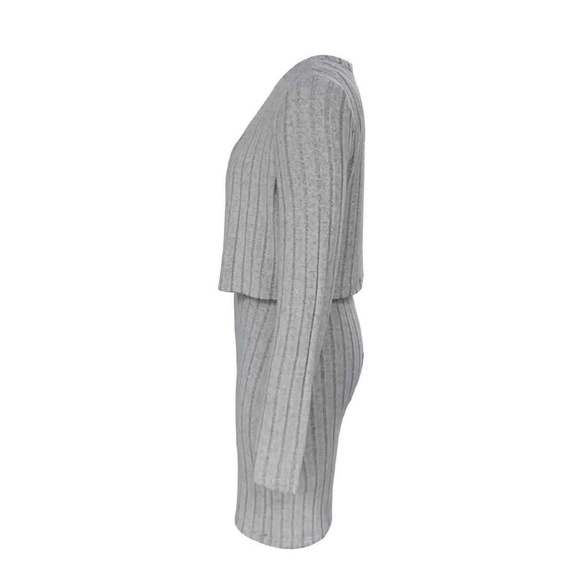 Robe maxi ajustée pour femmes avec structure côtelée enregistrée et cardigan léger Chic und Stil