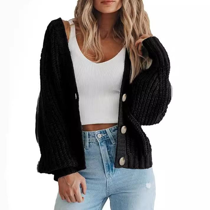 Cardigan en maille épaisse pour femme avec détails en bouton et coupe ample Chic und Stil