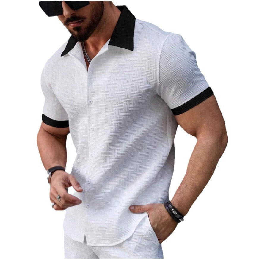 Chemise structure à manches courtes pour hommes avec boutons Chic und Stil