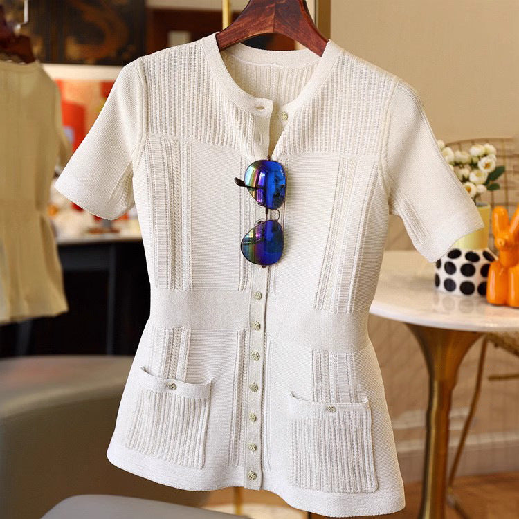 Blouse texturée à manches courtes pour femmes Chic und Stil
