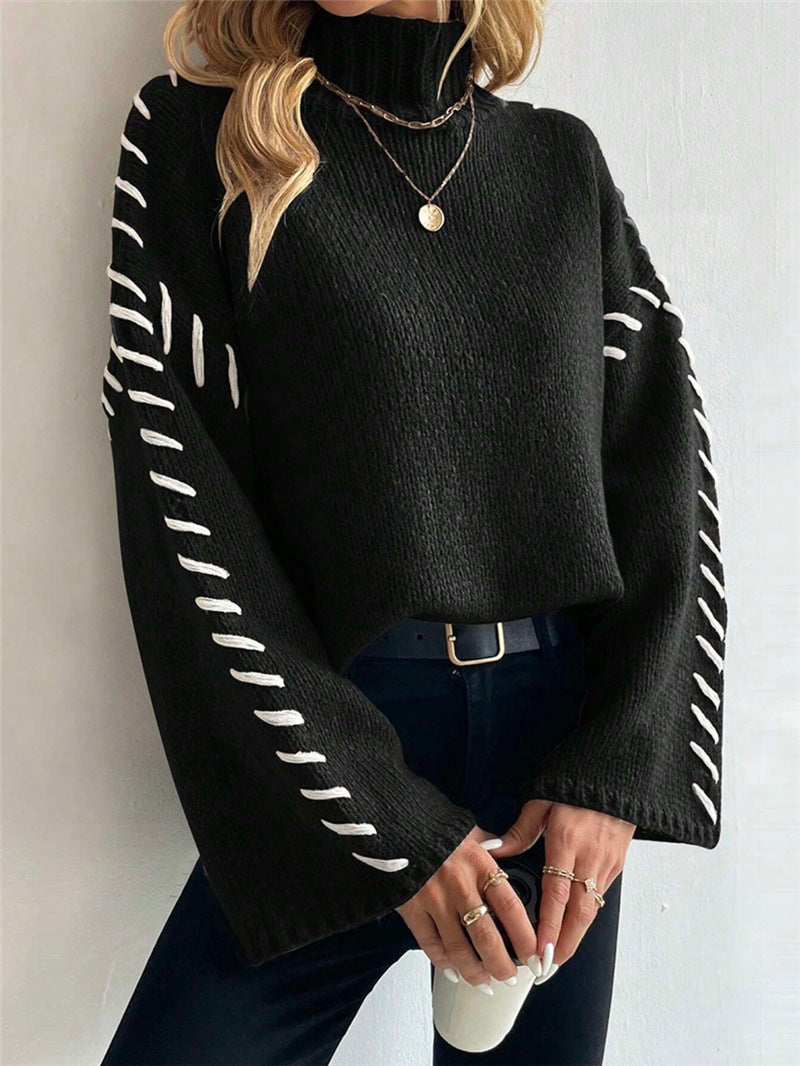 Pull en knit pour femmes avec des manches larges et un col montant Chic und Stil