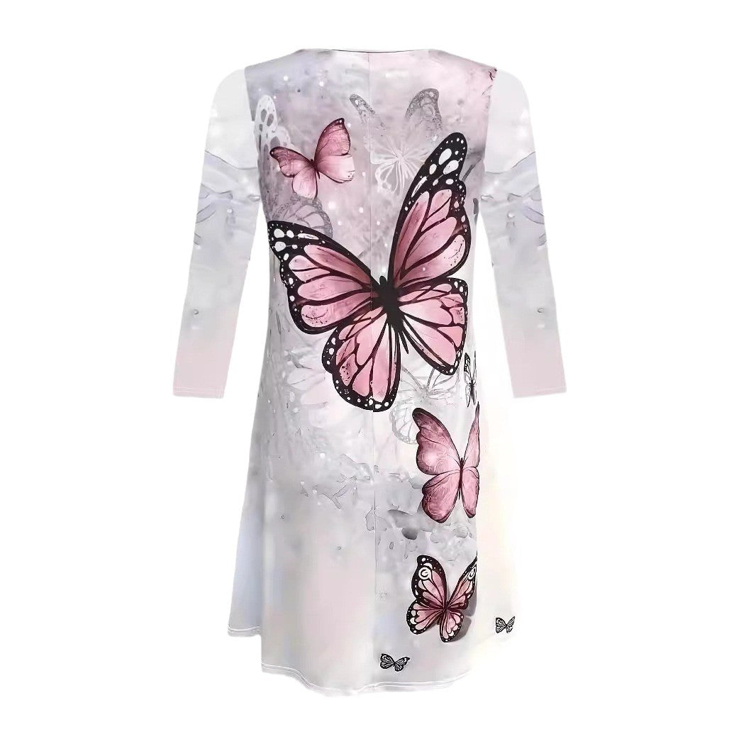 Robe femme avec imprimé papillon artistique et silhouette aérienne Chic und Stil