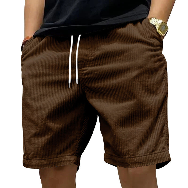 Shorts en corduroy décontractés pour hommes avec taille élastique et poches latérales pratiques Chic und Stil