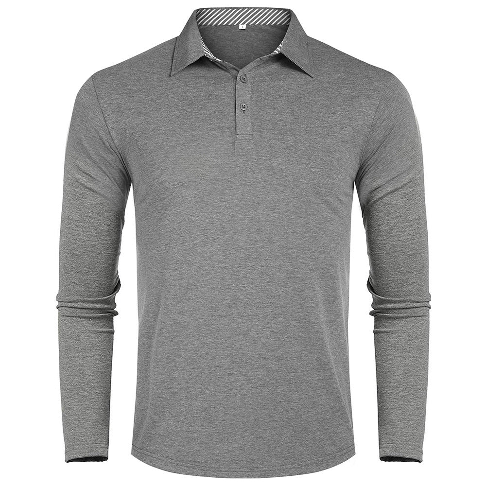 Long Sleeve Polo for Men in Breathable Material Chic und Stil
