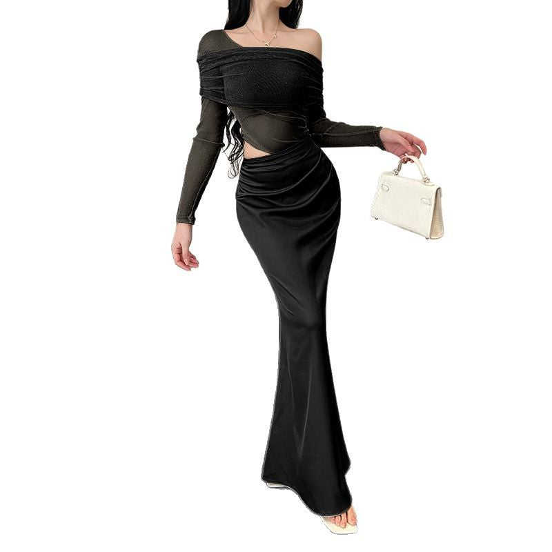 Robe maxi off-shoulder à fronce Chic und Stil femmes
