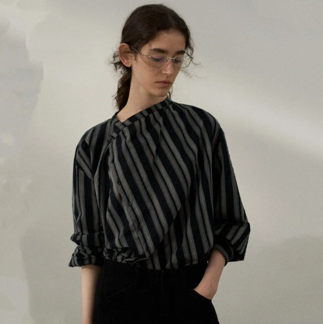 Blouse en coton rayée pour dames Chic und Stil