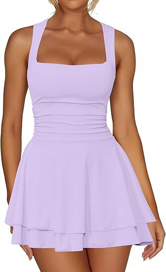 Women's skater dress with gathers and wide straps Chic and stylish