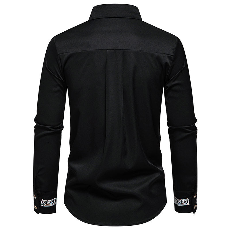 Chemise à manches longues élégante pour hommes avec un motif de col accrocheur Chic und Stil