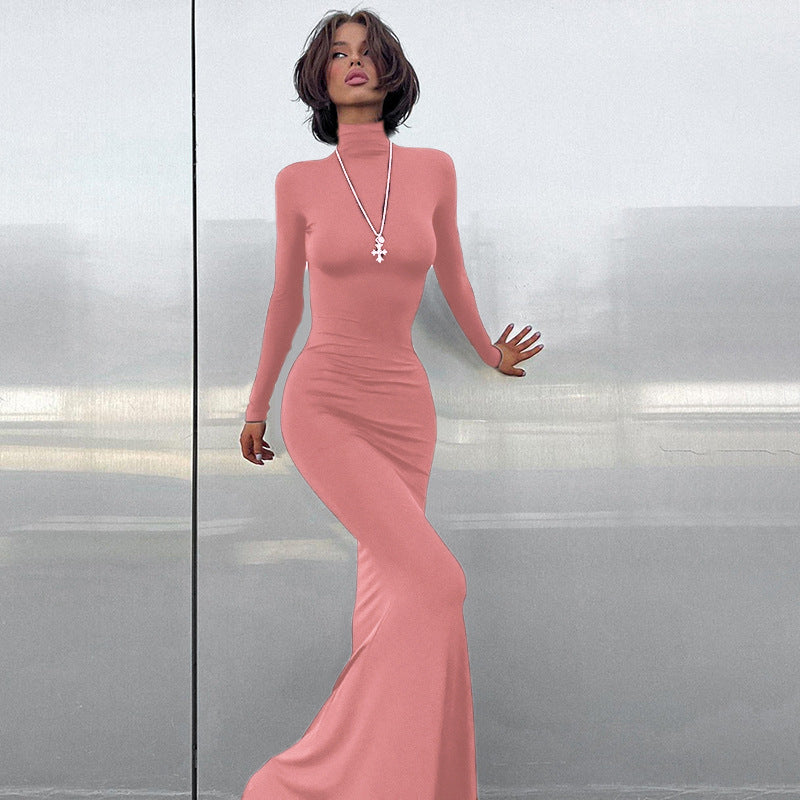 Robe maxi bodycon col montant Chic und Stil
