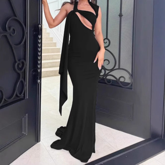 Robe maxi femme avec coupe asymétrique et décolleté raffiné Chic und Stil