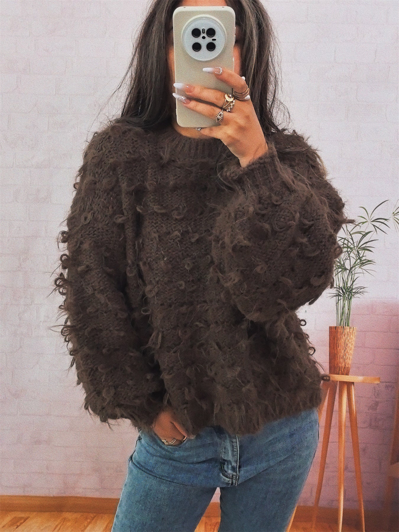 Pull-over oversized décontracté pour femmes en matériau texturé avec design unique Chic und Stil