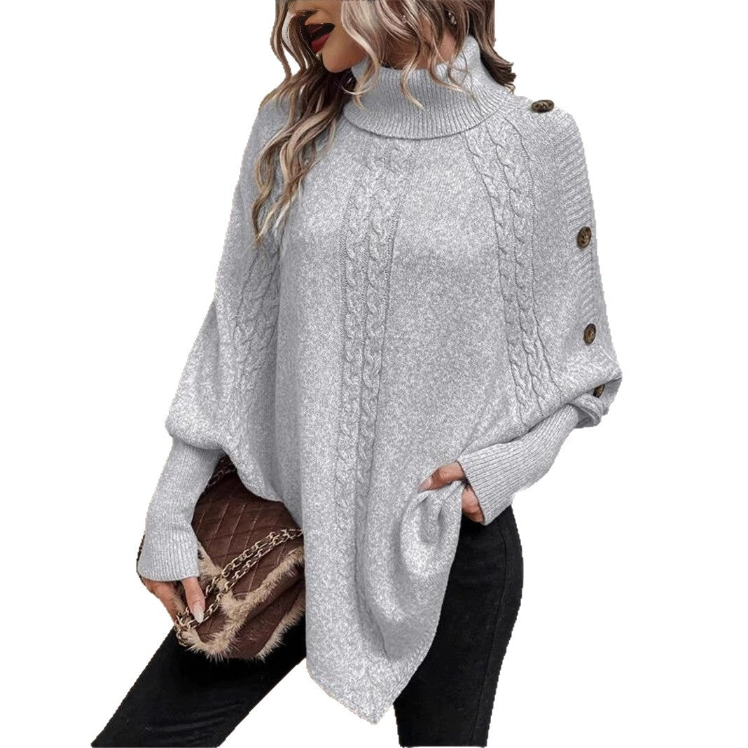 Pull oversized pour femmes avec col montant et design de tresse décoratif Chic und Stil