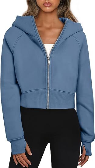 Veste à capuche cropped pour femmes avec fermeture éclair intégrale Chic und Stil